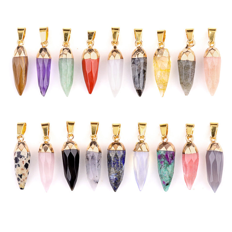 Faceted Chili Gemstone Pendant for Making Jewelry SP1871G  Gold Hand-Carved Protection Amulet Charms