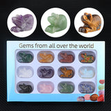 1.0Inch Hand Carved Mouse Gemstone Figurine Ornament 12PCS In Box  for Home Office Desk Decor #SP1878-12PA