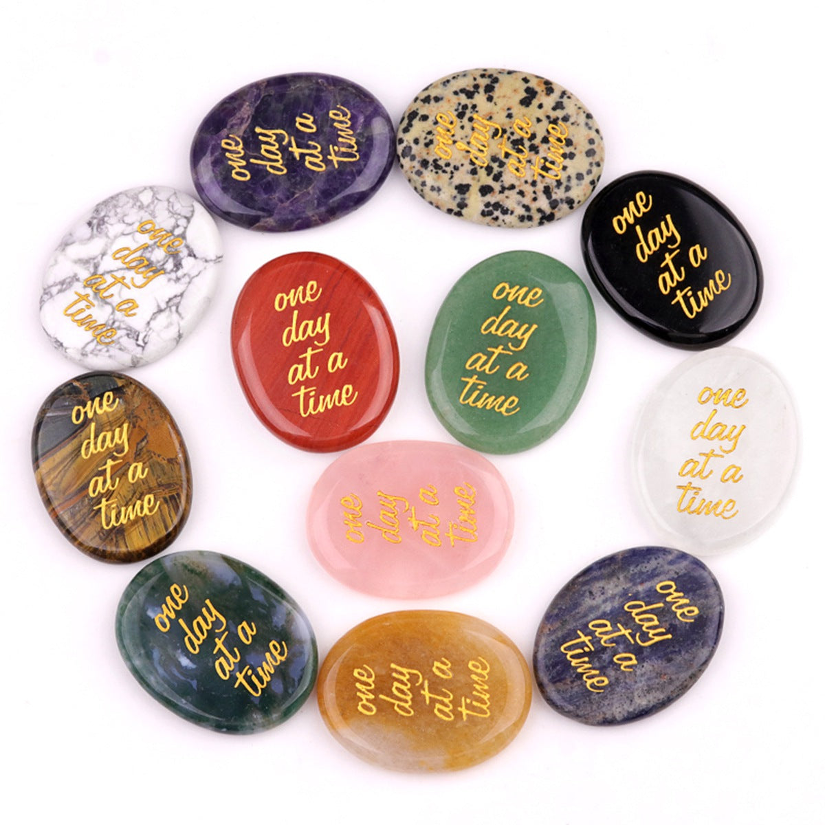 Worry Healing Palm Stones for Meditation Prayer Home Decor ( one day at a time)  35x45MM #SP1904G-W11