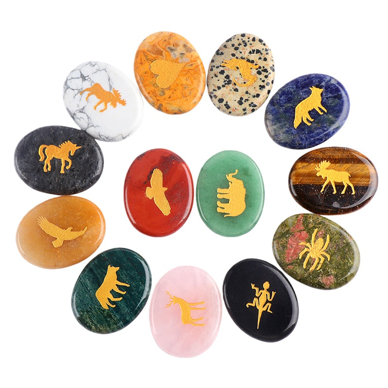 Worry Healing Palm Stones for Meditation Prayer Home Decor with ( Animal  Design )35x45MM #SP1904G-W13