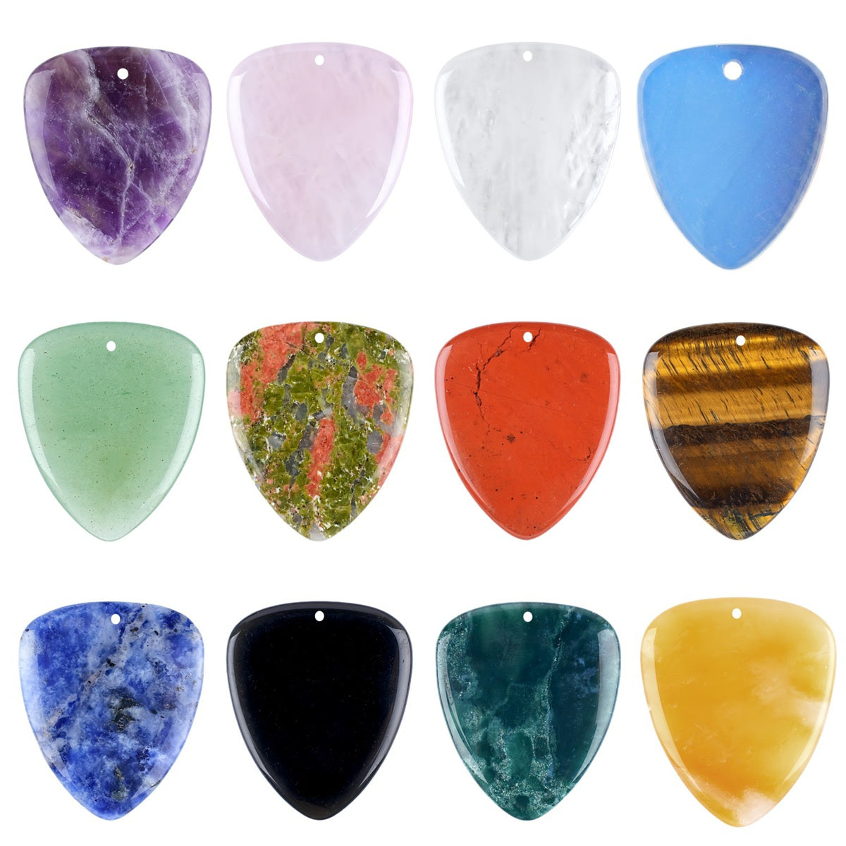 Natural Gemstone Guitar Pick Pendant 27x32mm for Jewelry Making SP2030