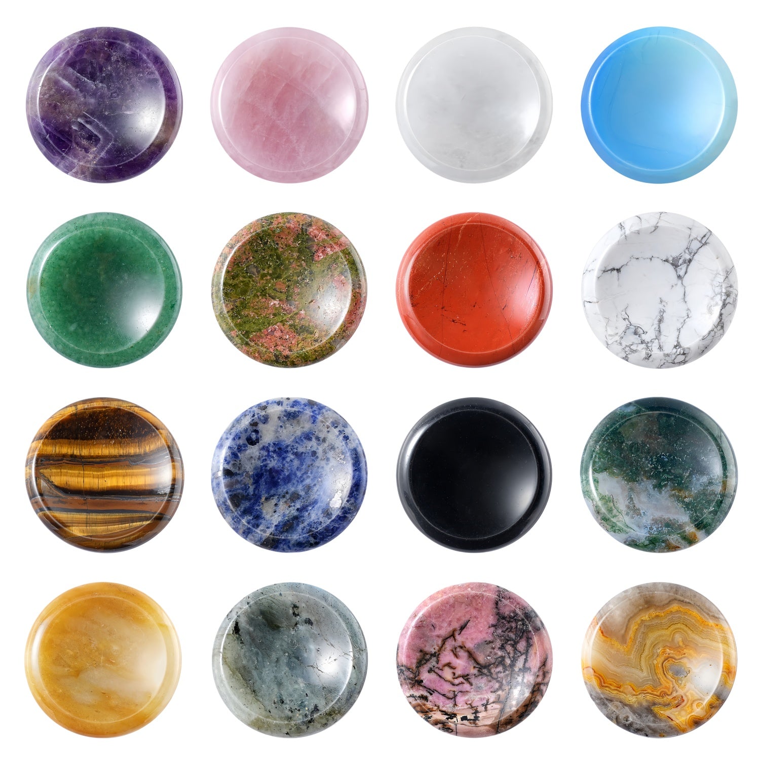 Natural 40mm Gemstone Meditation Disc Worry Stone for Stress & Anxiety Relief