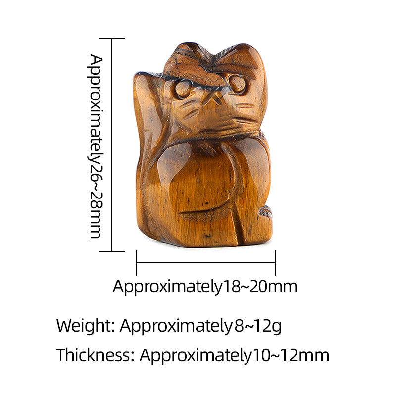1.0Inch Handmade Carved Gemstone cat Ornament For Home Office Desk Decor Mini Stone Animal Figurine Statue Reiki Healing Crystal