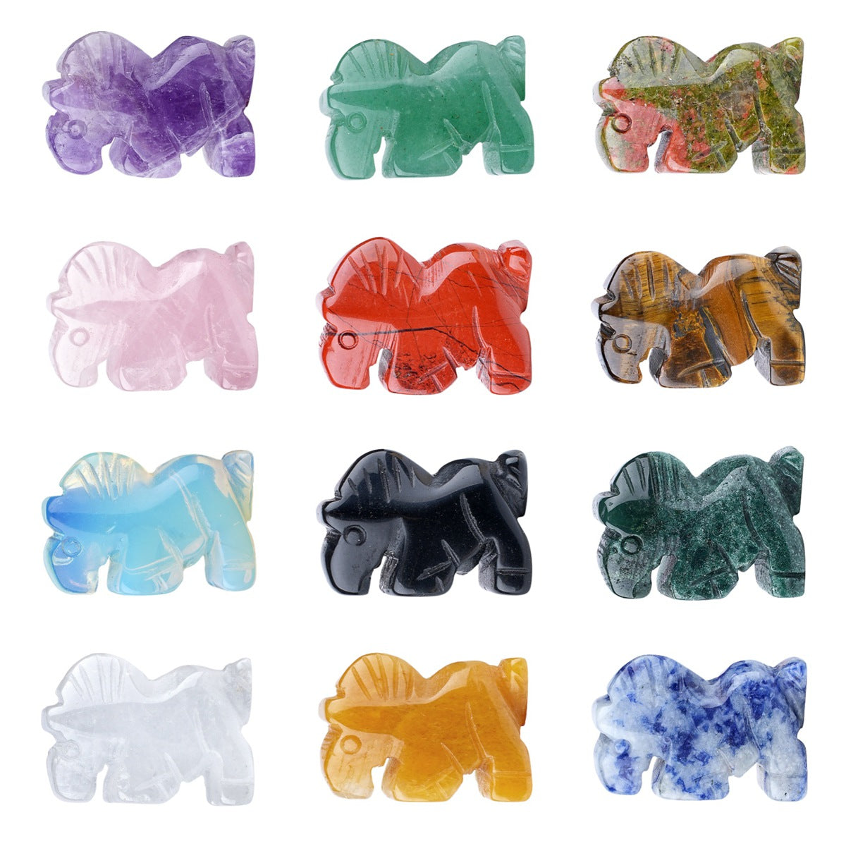 1.0Inch Handmade Carved Gemstone Horse Ornament For Home Office Desk Decor Mini Stone Animal Figurine Statue Reiki Healing Crystal