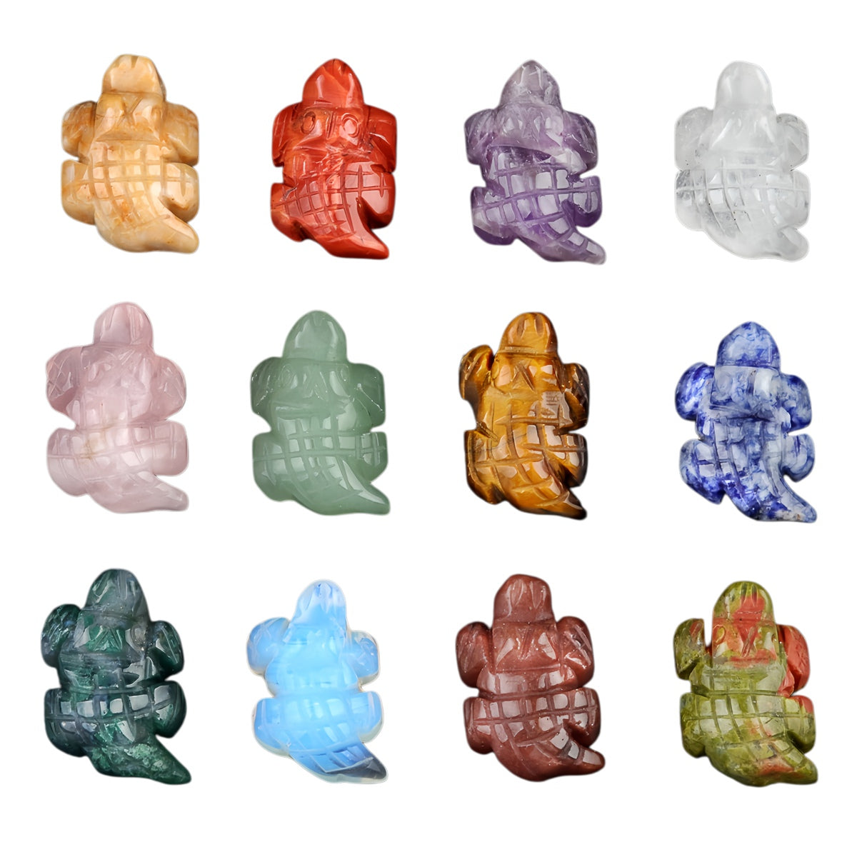 1.0Inch Handmade Carved Gemstone Crocodile Ornament For Home Office Desk Decor Mini Stone Animal Figurine Statue Reiki Healing Crystal