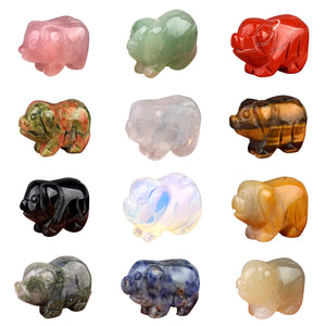 Natural stone pig figurine 1-inch gemstone office desk decor