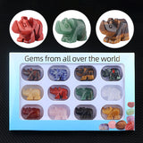 1" Gemstone Rhinoceros Figurine - 12pcs Set with Box