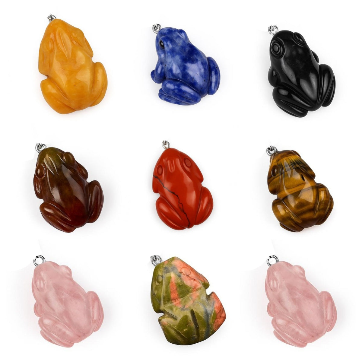 1.0Inch Handmade Carved Frog Gemstone Pendant for Making Jewelry #SP2309S-25MM