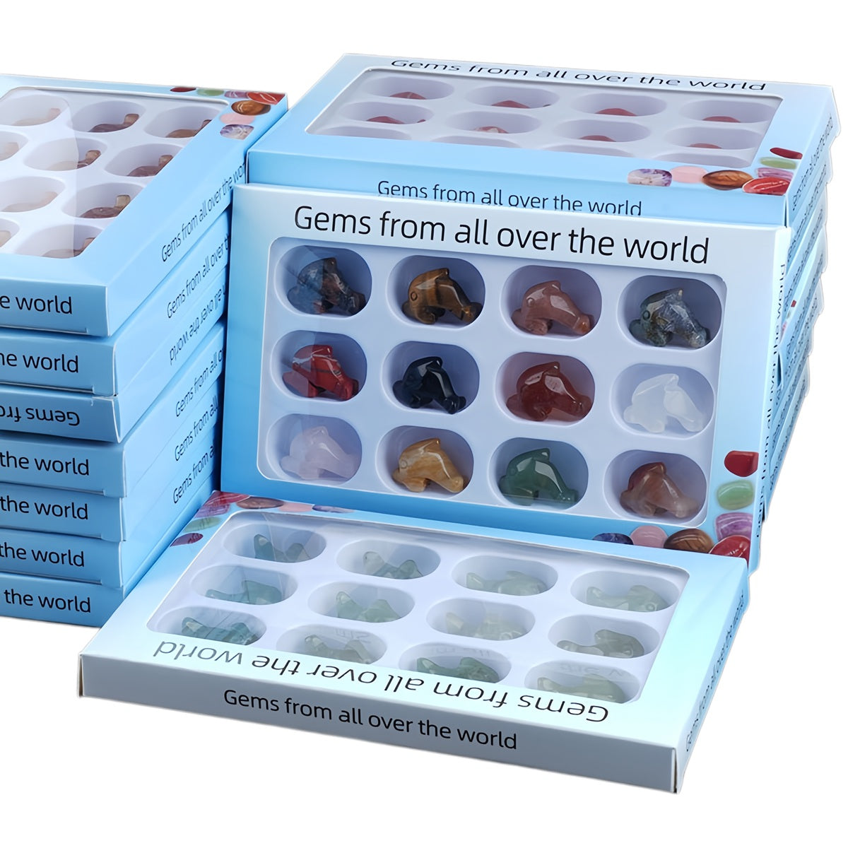 1.0Inch Dolphin Gemstone Ornament 12PCS IN Box for Home Office Desk Decor  #SP2310-12PA