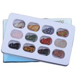 1.0Inch Hand Carved Wolf Gemstone Animal Figurine Ornament 12PCS IN Box for Home Office Desk Decor  #SP2314-12PA