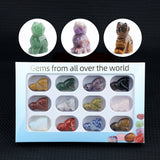 1.0 Inch Hand Carved Gemstone Cat Figurine Animal Ornament  12PCS In Box for Home Office Desk Decor #SP2319-12PA