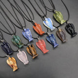 Handmade Craved 1.5Inch Gemstone Angel Pendant Necklace -45CM Black Cord #SN1531