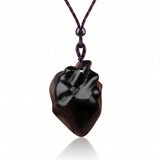 Hand Carved Human Heart Chakra Healing Crystal Stone Pendant Adjustable Cord Necklace Valentine Gift for Women #SN2043