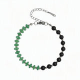 6MM Heishi Disc Spacer Round Bead Matte Onyx Gemstone Bracelet Silver Chain Adjustable #SB3145