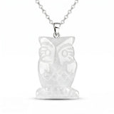 25mm Healing Crystal Owl Gemstone Necklace for Women men Hand Craved Animal Charms Jewelry Healing Chakra SN2329