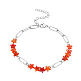 Natural Star Crystal Beaded Bracelet Stainless Steel Paperclip Chain Adjustable Multi‑Color Gemstone Bracelet Women Stacking #SB3162