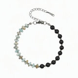6MM Heishi Disc Spacer Round Bead Matte Onyx Gemstone Bracelet Silver Chain Adjustable #SB3145