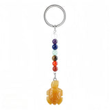 Healing Energy 7 Chakra Natural Crystal Turtle Keychain  Handcrafted Gemstone Bag Charm KC2311