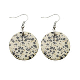 Natural Crystal Flat Round Disc Earrings, Genuine Gemstone Circle Coin Dangle Earrings, Minimalist Boho Healing Chakra Drop Jewelry Gift for Women