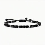 Dainty 4MM Gemstone Heishi Braided Bracelet Silver Accent Spacer Beads Handmade Woven Stackable Bracelet for Women #SB3151