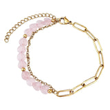 6MM Heart Shape Gemstone Paperclip Chain Bracelet Gold Stainless Steel Adjustable Dainty Stackable Women Jewelry #SB3164