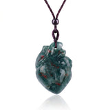 Hand Carved Human Heart Chakra Healing Crystal Stone Pendant Adjustable Cord Necklace Valentine Gift for Women #SN2043