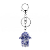 Spiritual Hamsa Hand Key Ring – Natural Stone Healing Amulet KC0671