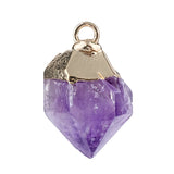 Natural Raw Crystal Gemstone Pendant Irregular Rough Stone Healing Quartz Charms Gold Plated Cap for DIY Jewelry Making