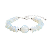 Natural Chip Gemstone Bracelet 10mm Round Focal Bead  Adjustable Chain Healing Crystal Boho Stackable Bracelets for Women #SB3158
