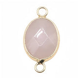 13x18mm Faceted Oval Gemstone Connectors Charms with Double Loops for DIY Jewelry Making #SP2053
