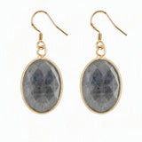 Natural Gemstone Faceted Oval Gold Bezel Fish Hook Dangle Earrings Gold Plated Crystal Drop Earrings Women Jewelry Gift