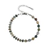6MM Heishi Disc Spacer Round Bead Gemstone Bracelet Silver Chain Adjustable #SB3145