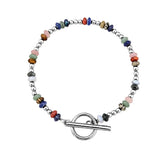 4MM Natural Stone Heishi Disc Bracelet Silver OT Toggle Clasp Dainty Stackable Boho Crystal Beaded Bracelets Women Jewelry #SB3147S