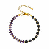 6MM Heishi Disc Spacer Round Bead Matte Onyx Gemstone Bracelet Gold Chain Adjustable #SB3145