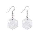 22mm Faceted Hexagon Natural Stone Dangle Earrings Healing Crystal Drop Hook Earrings for Women Men Gift