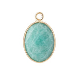 Faceted Natural Gemstone Pendant Gold Bezel Wrapped Oval Stone Charms 21x13mm for DIY Necklace Jewelry Making