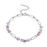 Natural Star Crystal Beaded Bracelet Stainless Steel Paperclip Chain Adjustable Multi‑Color Gemstone Bracelet Women Stacking #SB3162