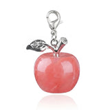 20mm Natural Gemstone Apple Charm with Lobster Clasp Crystal Beads for DIY Jewelry SP1371
