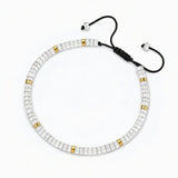 4MM Natural Stone Heishi Disc Braided Bracelet, Gold Spacer Bead Adjustable Woven Boho Stackable Bracelet for Women #SB3151