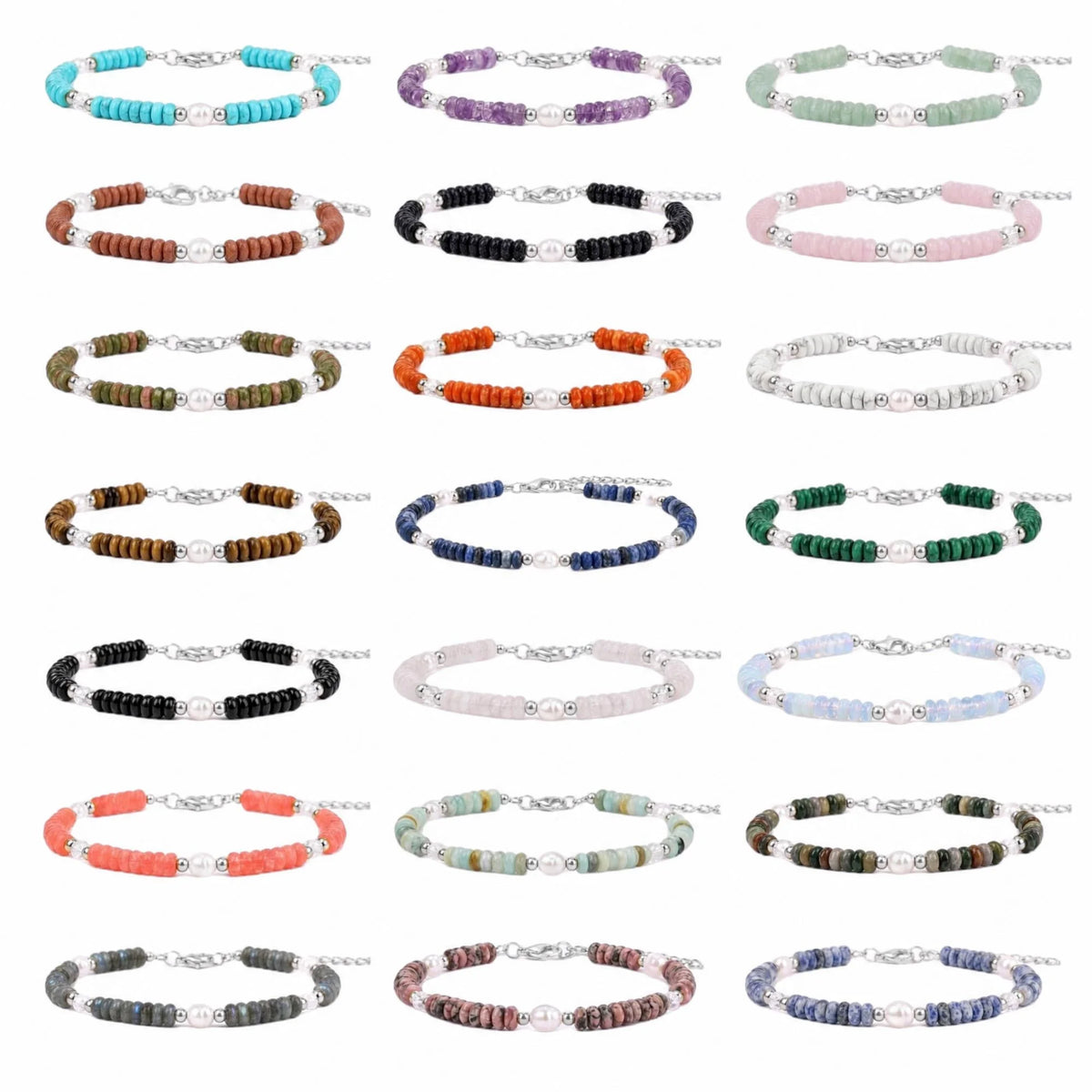6MM Heishi Disc Stone Bracelet Freshwater Pearl Gold Adjustable Chain Boho Stackable Beaded Jewelry For Women #SB3137