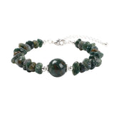 Natural Chip Gemstone Bracelet 10mm Round Focal Bead  Adjustable Chain Healing Crystal Boho Stackable Bracelets for Women #SB3158