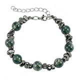 10MM Natural Gemstone & Hematite Adjustable Bracelet with Extension Chain - Unisex Healing Crystal Jewelry Gift for Men Women #SB3153