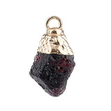 Natural Raw Crystal Gemstone Pendant Irregular Rough Stone Healing Quartz Charms Gold Plated Cap for DIY Jewelry Making