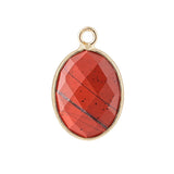 Faceted Natural Gemstone Pendant Gold Bezel Wrapped Oval Stone Charms 21x13mm for DIY Necklace Jewelry Making