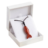 Hand Carved Gemstone Fish Necklace Boho Crystal Pendant Healing Crystal Jewelry for Her/Him Adjustable Gift Box