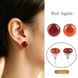 12mm Healing Crystal Round Dome Stone Stud Earrings for Daily Energy & Style