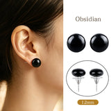 12mm Healing Crystal Round Dome Stone Stud Earrings for Daily Energy & Style