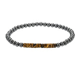 Dainty 4mm Hematite Bead Bracelet Mixed Natural Stone Tube Disc Bead Elastic Stackable Bracelet for Ladies #SB3156