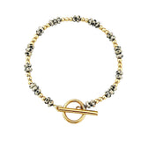 4MM Natural Stone Heishi Disc Bracelet Gold OT Toggle Clasp Dainty Stackable Boho Crystal Beaded Bracelets Women Jewelry #SB3147G