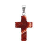 Natural Gemstone Cross Pendants 18x25mm Healing Crystal Stone Charms Handcrafted Spiritual Reiki Energy Protection